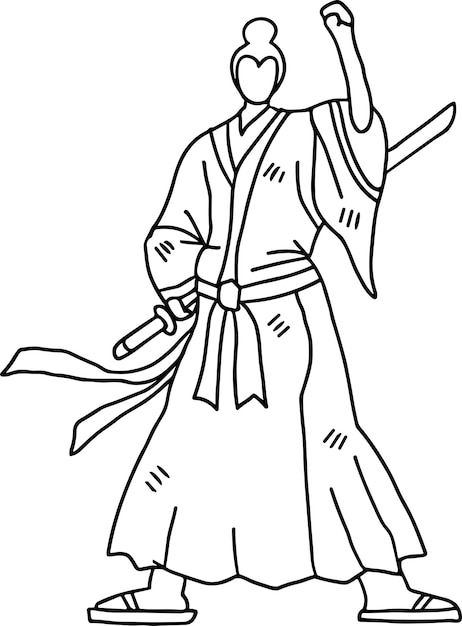A man in a kimono is holding a sword