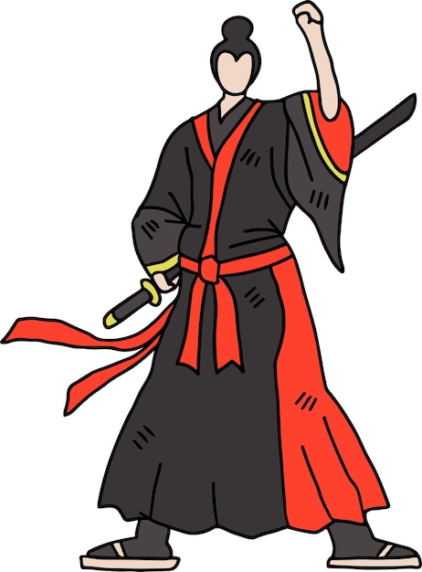 A man in a kimono is holding a sword