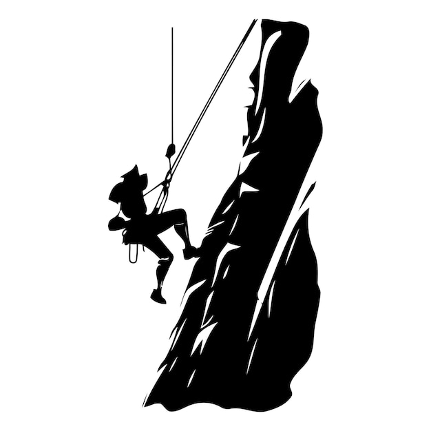 Vector man klimt op een klif vector illustratie in platte cartoon stijl