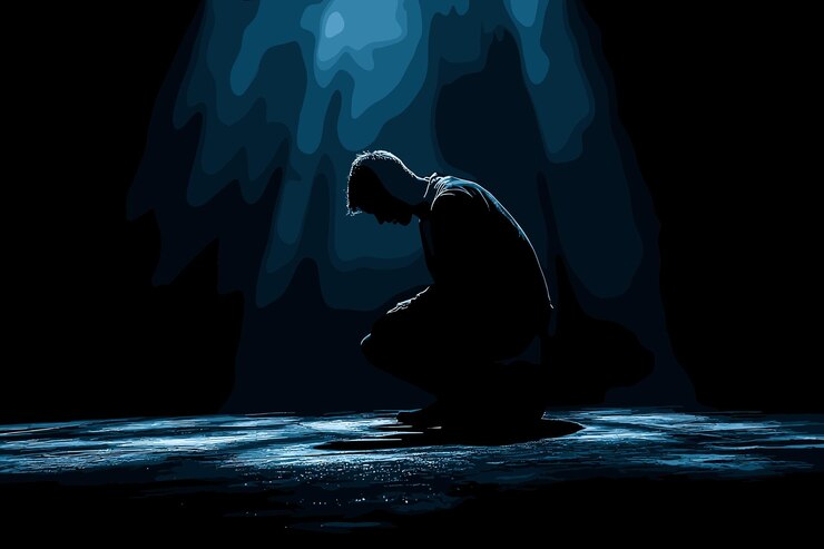 Vector man kneeling down illustration