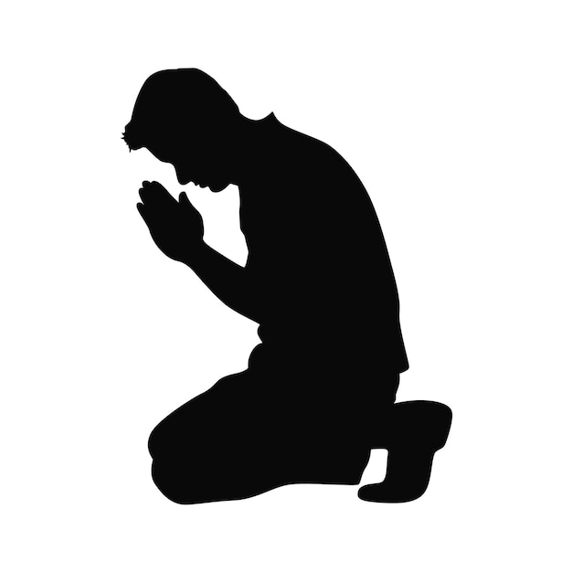 man kneeling and praying silhouette silhouette man is on his knees praying