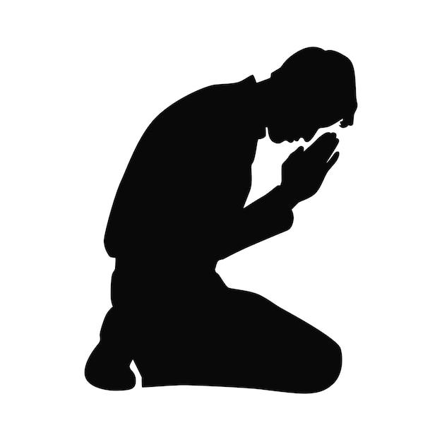 man kneeling and praying silhouette silhouette man is on his knees praying