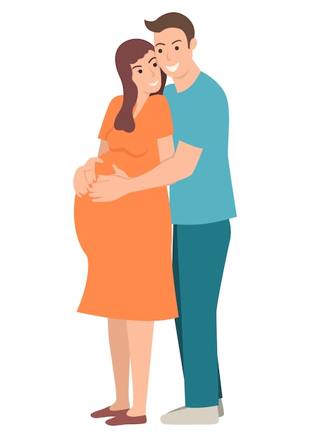 Man knuffelen zijn zwangere vrouw