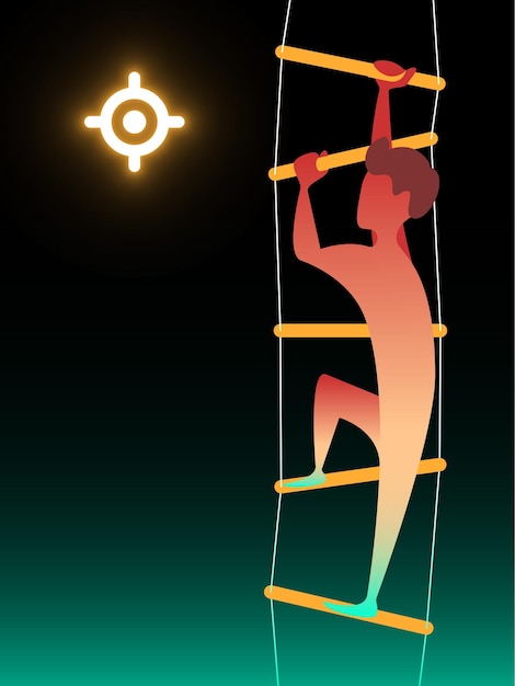 Vector man on ladder