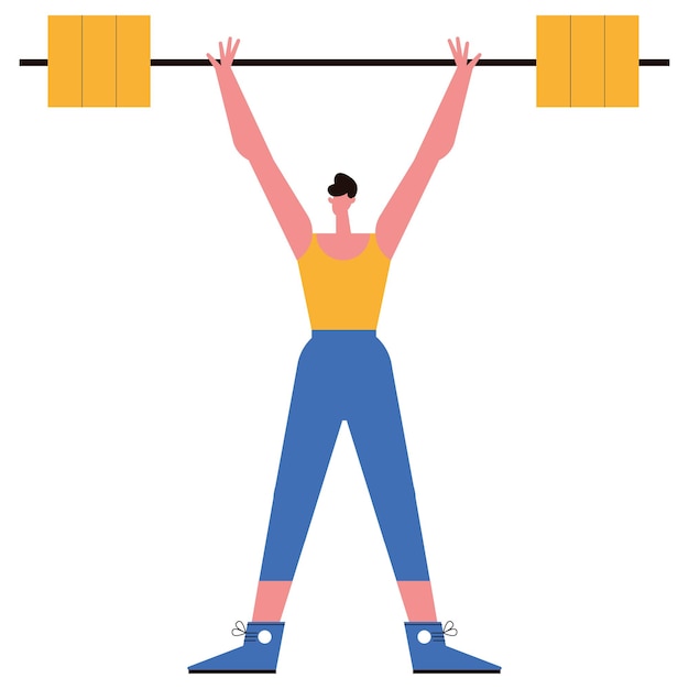 Vector man lifting weight sport character