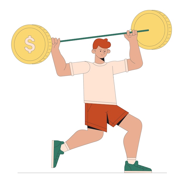 Man lifts heavy coins