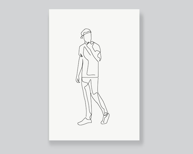 Man line art or continuous one line illustration