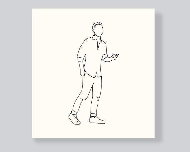 man line art or continuous one line illustration