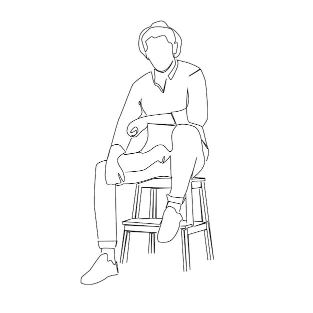 man line art or continuous one line illustration