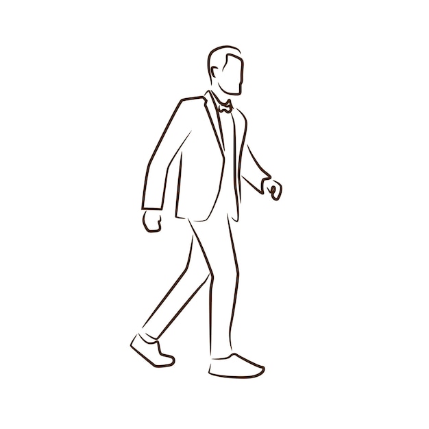 man line art or continuous one line illustration