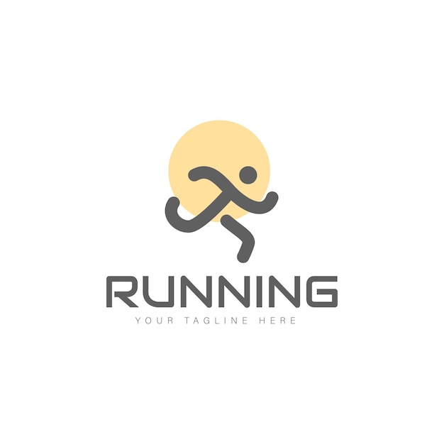 Man line running logo design illustration icon