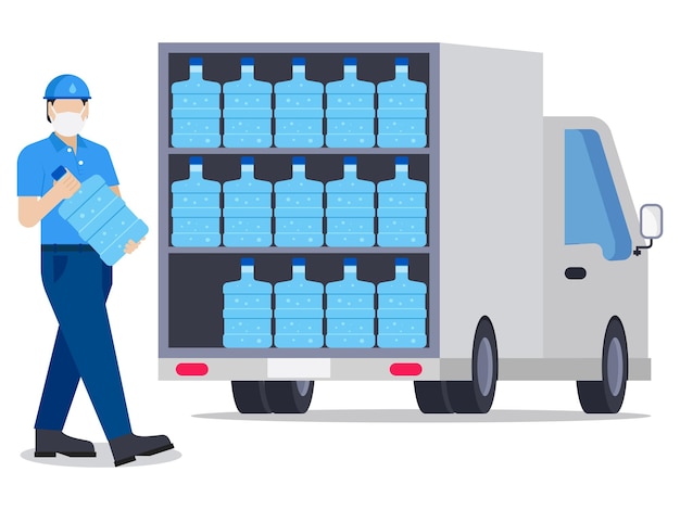 Man loading water bottles into truck