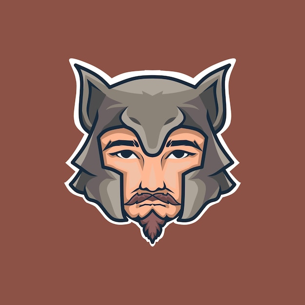 Man logo with wolf helmet