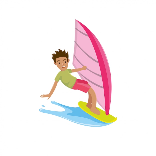 A man look happy in the surfing board when summer season