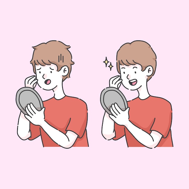 Man looking in the mirror