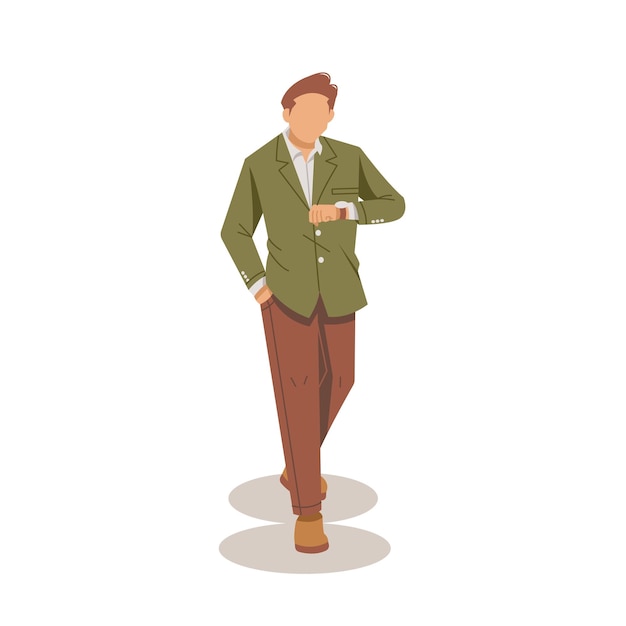 man looking at watch illustration