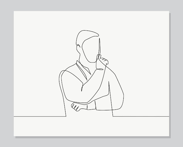 Man looking wondered continuous one line illustration