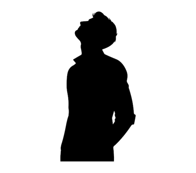 Man looks up silhouette vector on white background