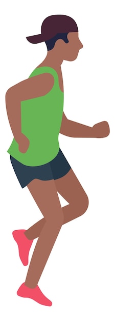 Man loopt. Joggen man in sport cap training voor marathon. vector illustratie