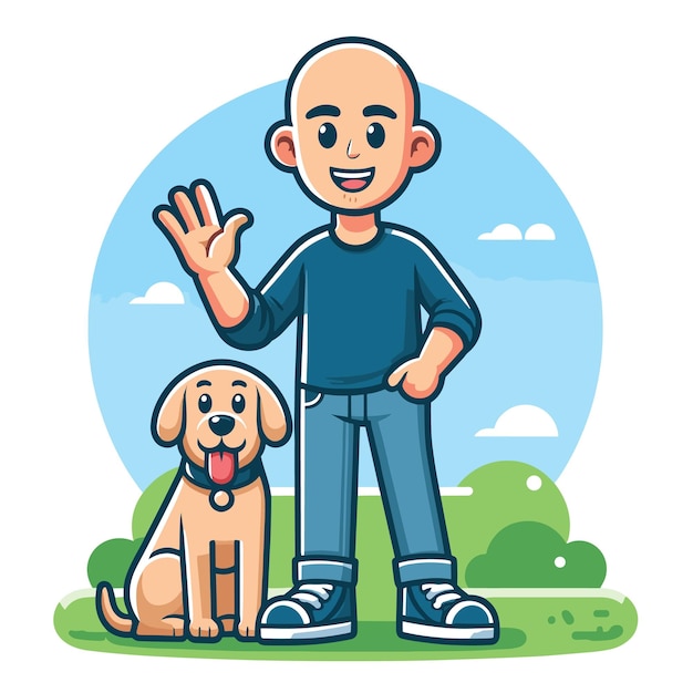 Vector man loopt met een hond vector illustratie