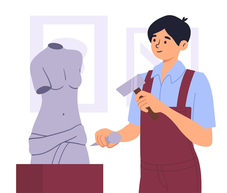 वेक्टर आदमी मूर्तिकला अवधारणा बनाते हैं