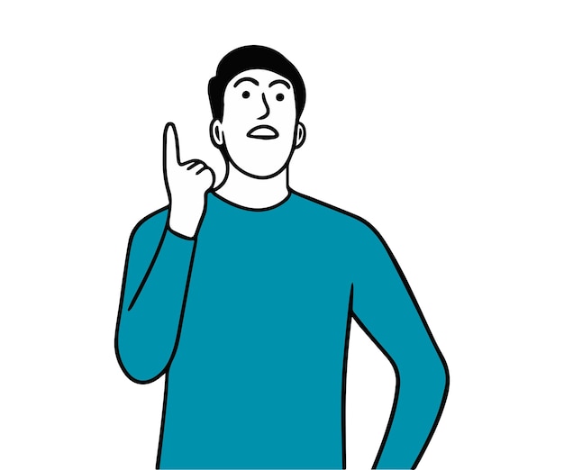 Man making gesture pointing up