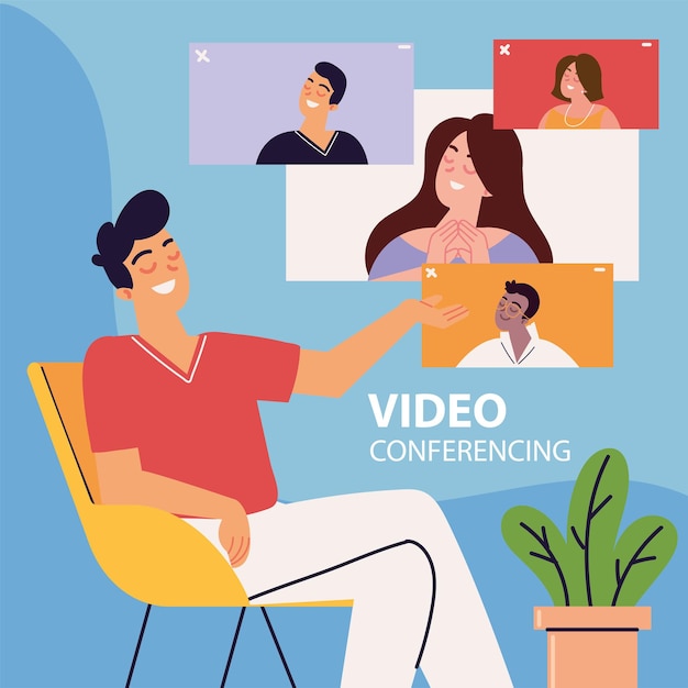 Man making video meeting