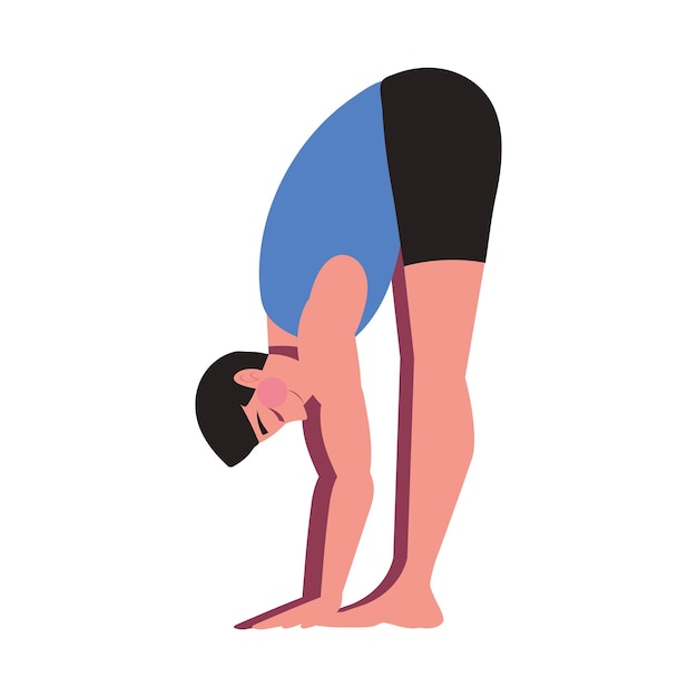 Vector man making yoga icon isolated