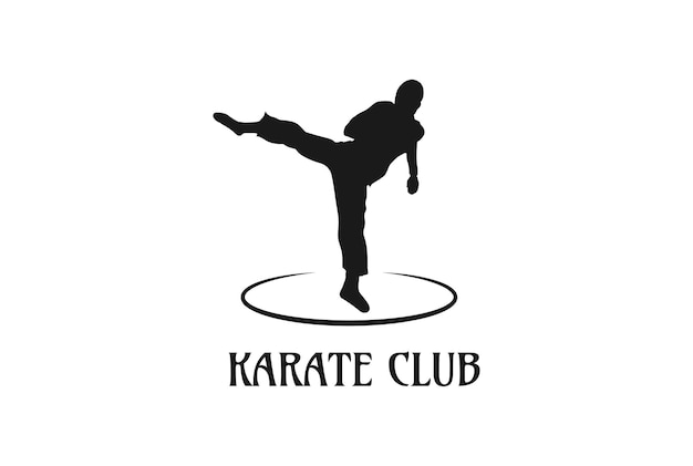 Силуэт мужского удара для каратэ, дзюдо, тхэквондо, спортивного клуба, логотип конкурса