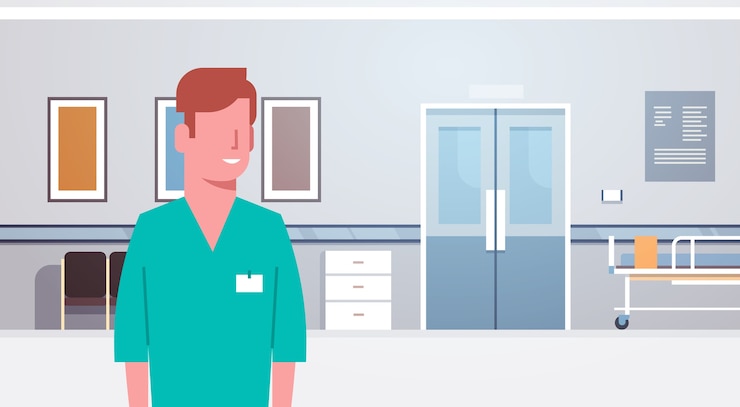 वेक्टर man medical doctor clinics hospital interior medicine
