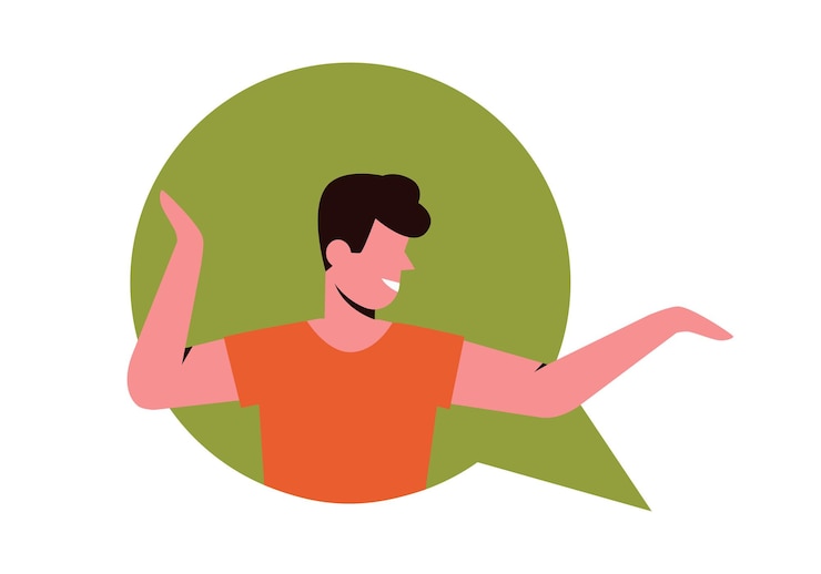 Vector man in message bubble