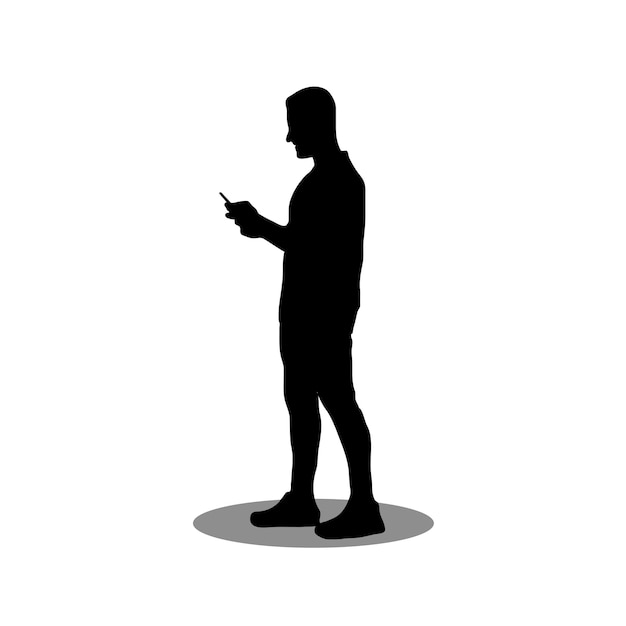 Man met behulp van telefoon voorraad vector illustratie