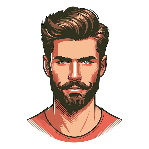 man met een baard snor cartoon man met een beard snor vector illustratie