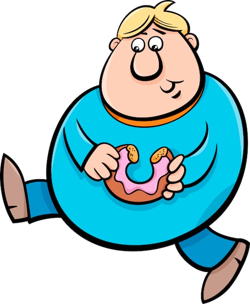 Man met een donut cartoon