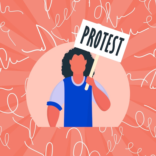 Man met een poster in zijn handen Protest concept Vector illustratie