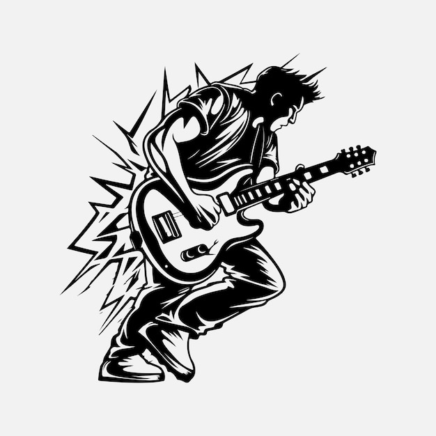 Man met gitaar Rock Star Punk Muzikant kunstenaar vector illustratie