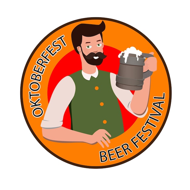 Man met glas bier oktoberfest bierfestival vector