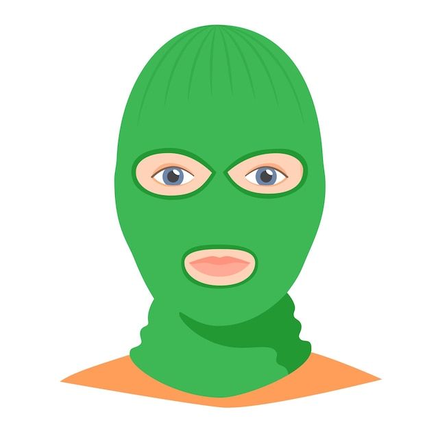 Man met groene bivakmutshelm wormhoofddeksel voor koud weer gezichtsmasker voor het hele hoofd