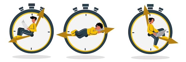 Man met klok time management concept Productiviteit deadline en tijd om te remmen