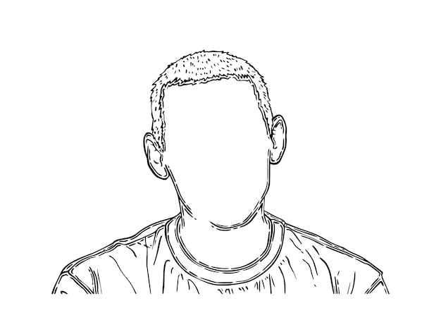Vector man met kort haar in een tshirt man lineaire cartoon kleurboek