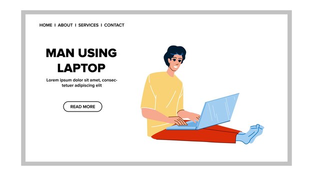 Man met laptop vector