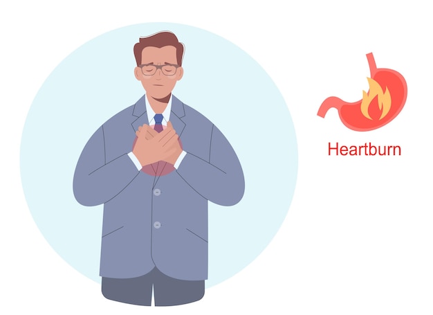 Man met maagzuur gastritis of maagprobleem