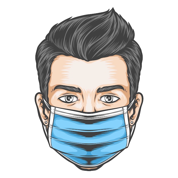 Man met medische masker illustratie