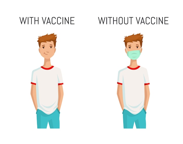 Man met vaccin en zonder