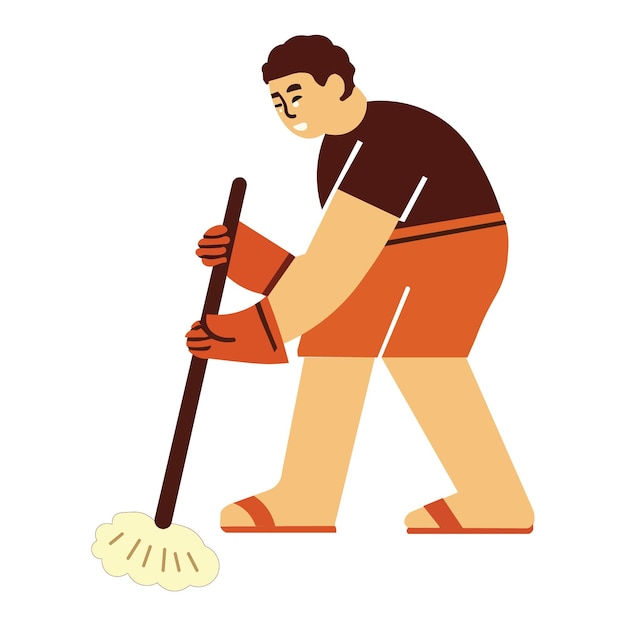 man mopping the floor