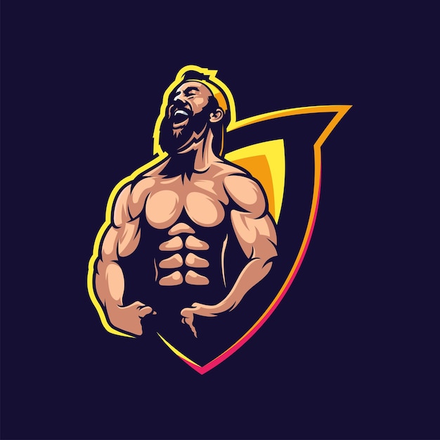 Vector man muscle logo with vector