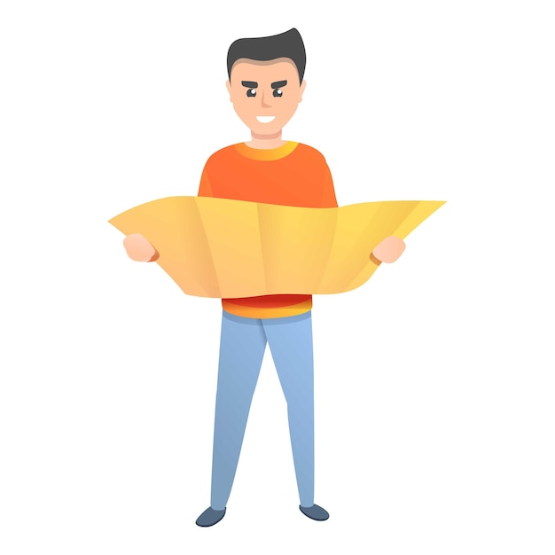 Man neemt zoektocht kaartpictogram Cartoon van de man neemt zoektocht kaart vector pictogram voor webdesign geïsoleerd op een witte achtergrond