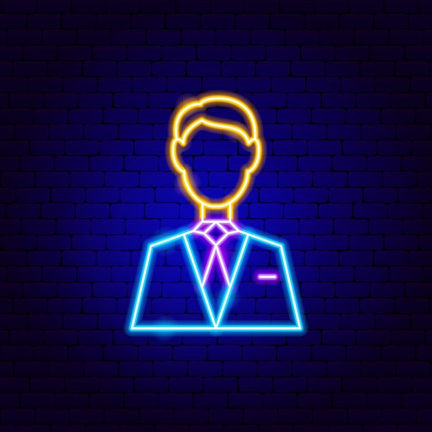 Man Neon Sign. Vector Illustration of Business Promotion.