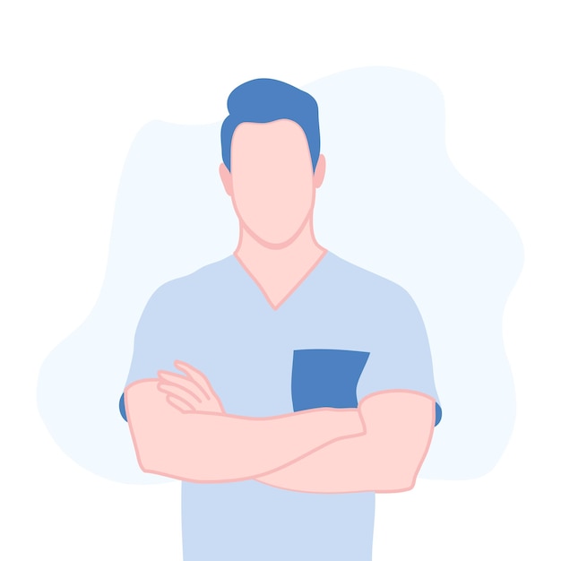 Vector a man nurse with his arms crossed flat illustration