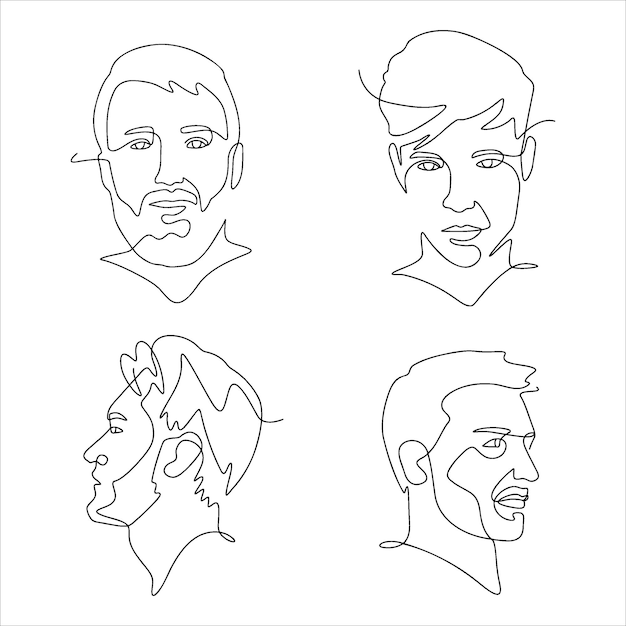 Man One Line art Drawing face portrait Continuous Line Art Drawing abstract minimal design.